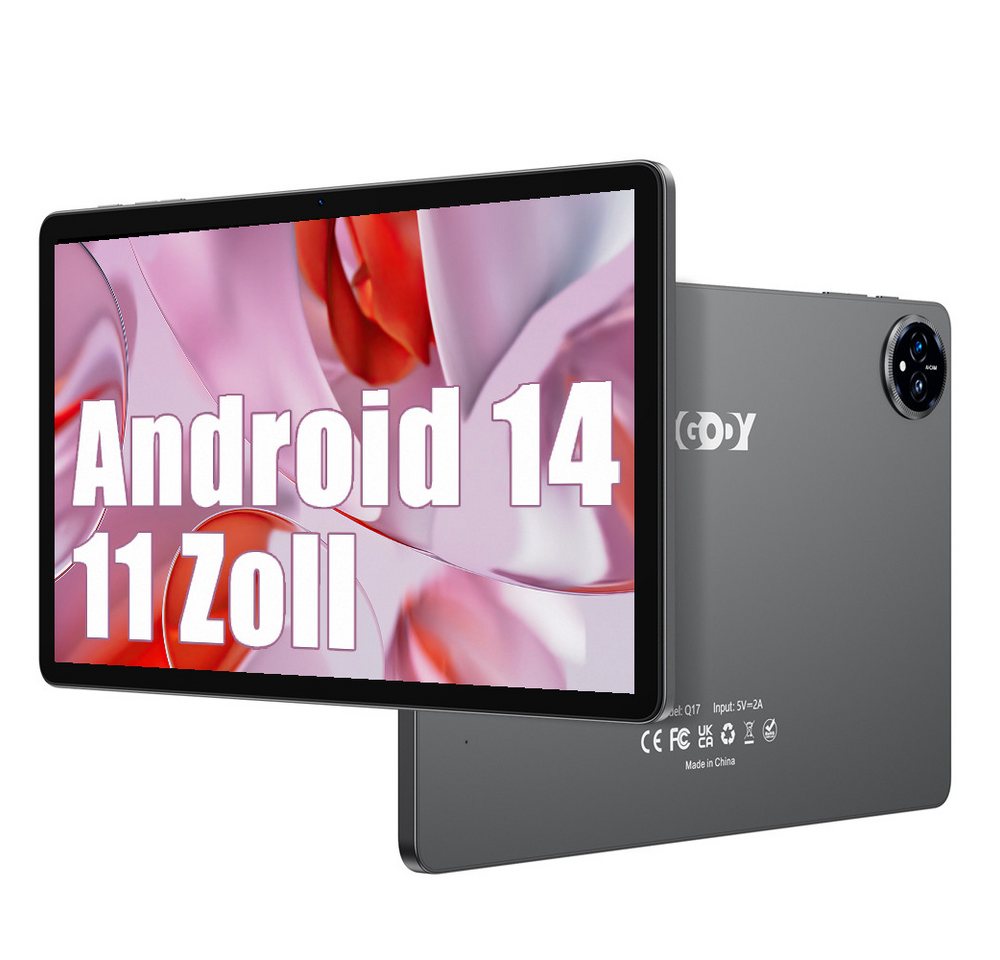 XGODY Q17(Kostenlose Tastatur-Lederhülle) Tablet (11", 128 GB, Android14, Android 14, 11 zoll, 16GB +128GB,WLAN,HD+IPS,Octa-Core,PC) von XGODY