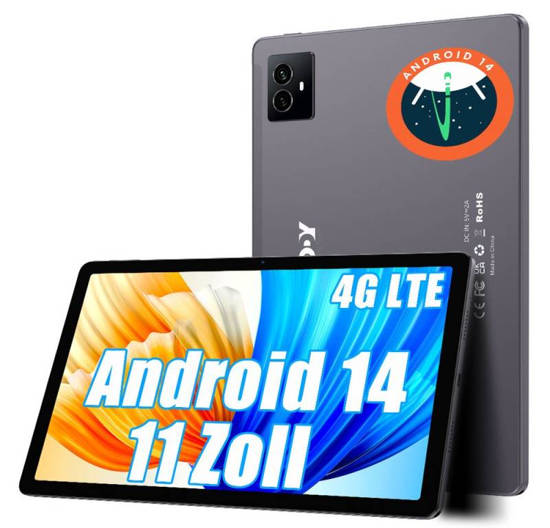XGODY R15 Mit Tastatur-Ledertasche Tablet (11", 128 GB, 2G (GSM), 3G (WCDMA), 4G (LTE), Tablet 11 Zoll 2K 18GB+128GB Android 14 4G LTE 8600mAh) von XGODY