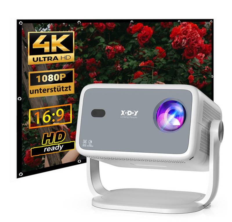 XGODY Gimbal N6 UHD-Beamer (15000:1, 1920x1080 px, Official Netflix, Native 1080P Projektor, mit 120-Zoll- Leinwände) von XGODY