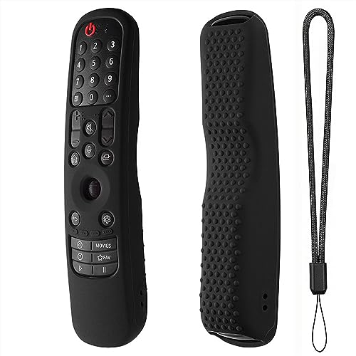 Silikon-Schutzhülle für LG Magic TV Remote AN-MR21GA AN-MR21GC 2021 / LG AN-MR22GA MR22GN 2022, rutschfeste, stoßfeste Silikonhülle mit Umhängeband, Schwarz von XGYCYXM