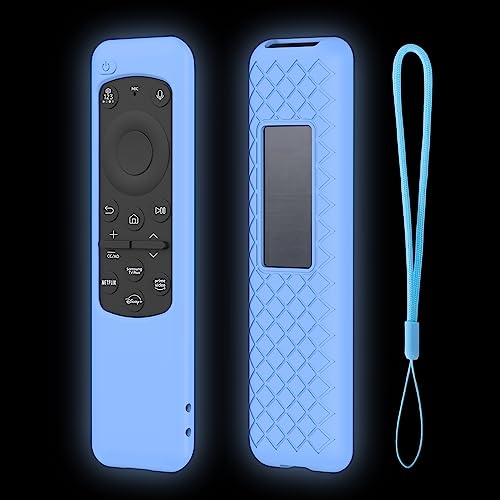 Silikon-Schutzhülle für Samsung Smart Solar Cell Fernbedienung BN59-01432A BN59-01432J BN59-01432 2023 TM2360E, rutschfest, stoßfest, Silikonhülle mit Umhängeband, leuchtet im Dunkeln (Blau) von XGYCYXM