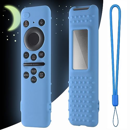 Silikon-Schutzhülle für Samsung Smart Solar Cell Remote Control 2023 TM2360E TM2360F BN59-01432A BN59-01432J BN59-01432B, rutschfeste stoßfeste Silikonhülle mit Umhängeband (Glow Blue) von XGYCYXM