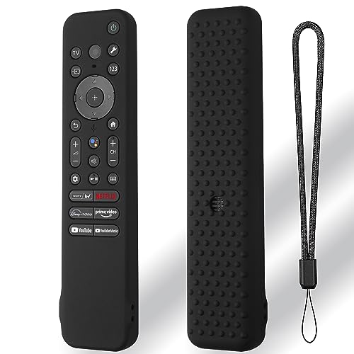 Silikon-Schutzhülle für Sony RMF-TX910U RMF-TX810U Voice Remote Contorl, rutschfest, stoßfest, Silikonhülle mit Umhängeband für Sony TV-Fernbedienung 2023 (Schwarz) von XGYCYXM