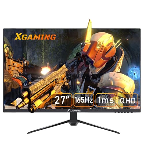 XGaming Gaming Monitor 27 Zoll, QHD 2560x1440,PC Monitor 165Hz,99% sRGB,VA Display, HDR, FreeSync, Low Blue Light Eye Care, VESA, HDMI DisplayPort,Schwarz von XGaming