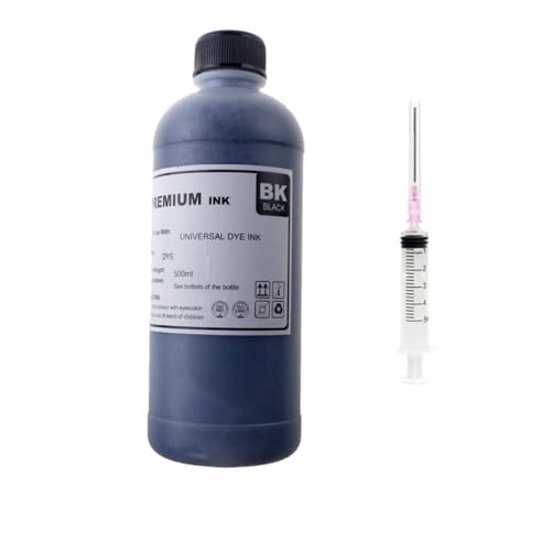500 ml Universal-Nachfülltintenset, kompatibel mit Tintenstrahldruckern, CISS-Patronentinte Kompatibel mit H-P(Black with Syringe) von XGdEKA