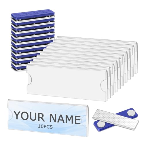 XHDA 10 Stück Namensschilder Magnet, Namensschilder Für Kleidung Magnet, Name tag mit 3-Punkt Selbstklebende Magnet von XHDA