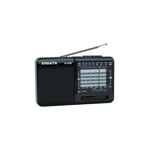 XHDATA D-328 Tragbarer Radio MP3 Player Unterstützt TF-Karte UKW AM SW Full Band Radio(Schwarz) von XHDATA