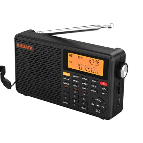 XHDATA D109WB Klein Tragbares Retro Radio FM/AM/LW TF/Bluetooth MP3-Player SOS-Alarm Küchenradio Outdoor Camping Notfall Senioren Kinder von XHDATA