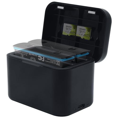 Akku-Ladegerät für Insta360 X4, 2-Kanal schnelles tragbares Ladegerät Hub Storage Station mit Misro Sd Card Slots und USB Typ C Kabel und magnetischen Deckel（Batterien Nicht enthalten） von XHEAITIH