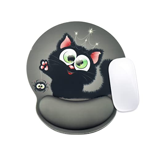 XHLWZR Mauspad für Katze, ergonomische Mausmatte, Handgelenkstütze, Material aus Memory-Schaumstoff, rutschfest, Mauspad mit verspielten Tieren von XHLWZR
