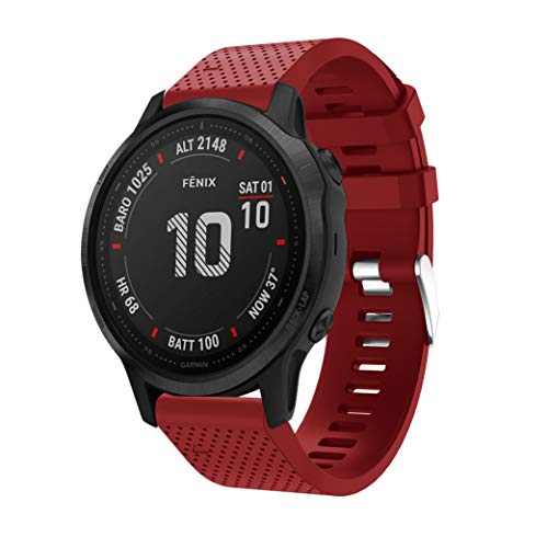 Fit für Garmin Fenix 6S Pro Uhrenarmbänder, Fenix 6S Saphir Quick Fit 20 Uhrenarmband Silikon Ersatzbänder Zubehör Armband für Garmin Fenix 5S Plus für Damen und Herren, rot Fit für Garmin Fenix 6S Pro Uhrenarmbänder, Fenix 6S Saphir Quick Fit 20 Uhrenarmband Silikon Ersatzbänder Zubehör Armband für Garmin Fenix 5S Plus für Damen und Herren, rot von XHNee