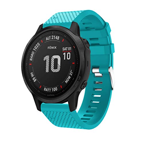 Fit für Garmin Fenix 6S Pro Uhrenarmbänder, Fenix 6S Saphir Quick Fit 20 Uhrenarmband Silikon Ersatzbänder Zubehör Armband für Garmin Fenix 5S Plus für Damen und Herren, türkis von XHNee