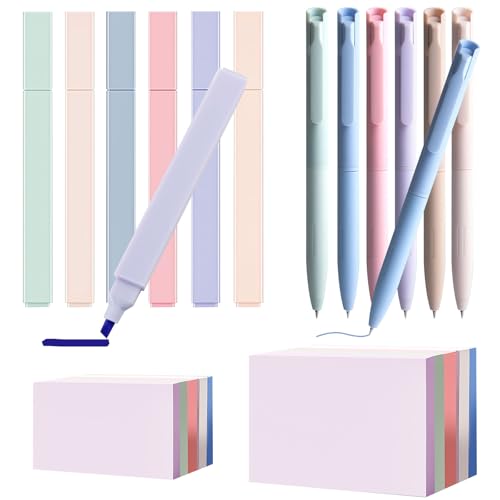 XHYASD 6 Textmarker Pastell, 6 Art Gelstifte, 800 Stück Haftnotizen, für Back to School Aesthetic Bible Markers Book Annotations School Supplies Bürobedarf von XHYASD