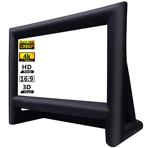XHYCPY Aufblasbare Projektor-Leinwand für den Außenbereich, 40,6 cm (16 Zoll), Paket mit Seil, Gebläse und Zeltheringen – ideal für Outdoor-Hinterhof, Pool von XHYCPY