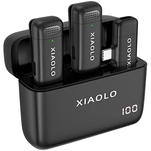XIAOLO Lavalier Mikrofon für Android Phone mit Ladehülle 10h,Mikrofon kabelloses für klare Audioaufnahmen für Vlog,YouTube,Interview,3 Modi Rauschunterdrückung (Schwarz-Android) von XIAOLO