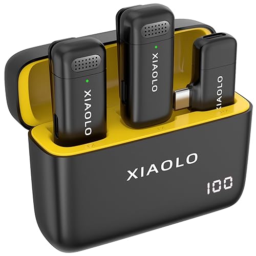 XIAOLO Lavalier Mikrofon für Android Phone mit Ladehülle 10h,Mikrofon kabelloses für klare Audioaufnahmen für Vlog,YouTube,Interview,3 Modi Rauschunterdrückung (Type-C Port, Yellow) von XIAOLO