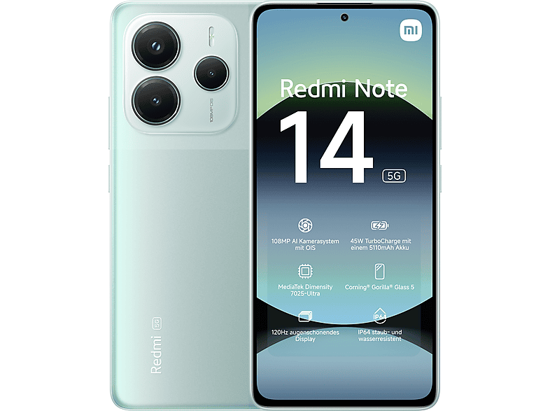 XIAOMI Redmi Note 14 5G 256 GB Colar Green Dual SIM von XIAOMI