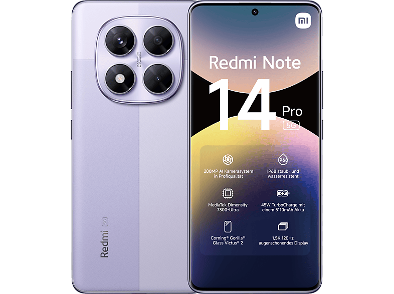 XIAOMI Redmi Note 14 Pro 5G 256 GB Lavender Purple Dual SIM XIAOMI Redmi Note 14 Pro 5G 256 GB Lavender Purple Dual SIM von XIAOMI