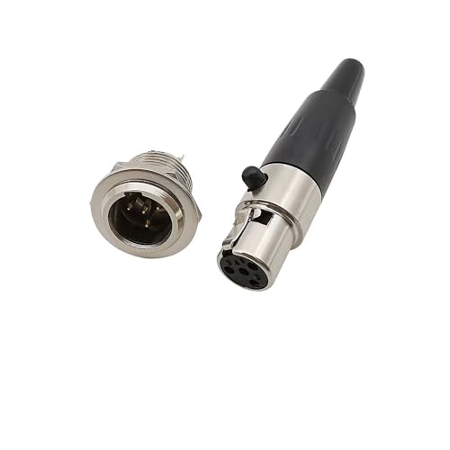 1 Paar Mini XLR 3/4/5/6 Pin Stecker Buchse Audio Mikrofonanschluss Mini XLR Buchse Stecker Löttyp Adapter(1Pair 4Pin-JKP) von XIAONIYI