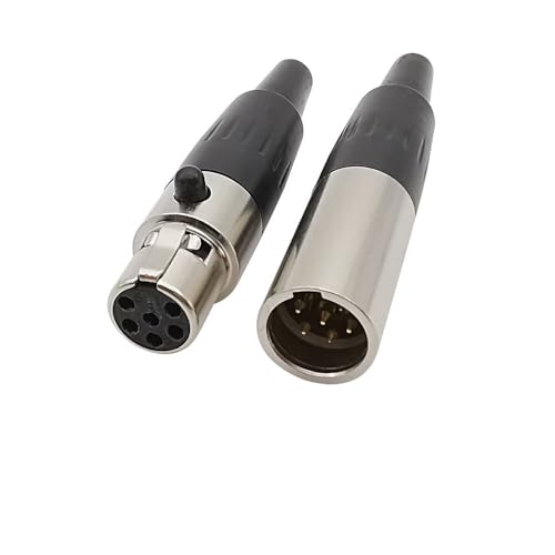 1 Paar Mini XLR 3/4/5/6 Pin Stecker Buchse Audio Mikrofonanschluss Mini XLR Buchse Stecker Löttyp Adapter(1Pair 6Pin-JKL) von XIAONIYI