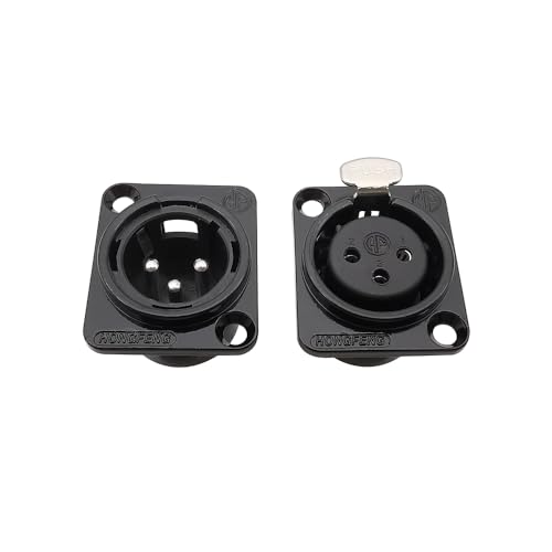 2 Stücke Metall XLR 3Pin Männlich Weiblich Panel Audio Mikrofon Jack Stecker Stecker Schwarz(1 Male 1 Female) von XIAONIYI