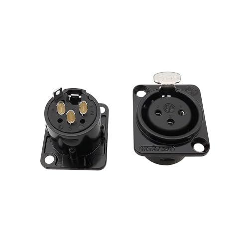 2 Stücke Metall XLR 3Pin Männlich Weiblich Panel Audio Mikrofon Jack Stecker Stecker Schwarz(2 Female) von XIAONIYI