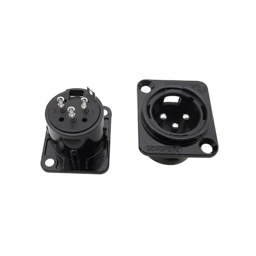 2 Stücke Metall XLR 3Pin Männlich Weiblich Panel Audio Mikrofon Jack Stecker Stecker Schwarz(2 Male) von XIAONIYI