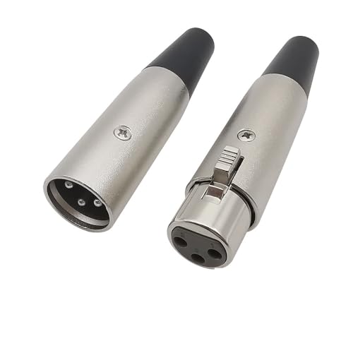 Metall XLR 3Pin Stecker Männliche und Weibliche Jack Lötadapteranschluss for Musik Schreibtisch Lautsprecher Audio Mikrofon Mic Kabelanschlüsse(1Pair) von XIAONIYI