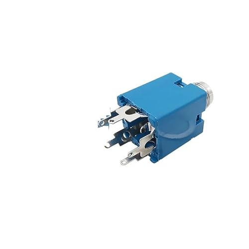 XIAONIYI 1/2/5Pcs 6,35mm 3 Pin 5 Pin Audio Buchse Stecker Stecker 1/4 Zoll Gitarre Kopfhörer Jack PJ-612A 3P 5P Schwarz Blau(Blue 5Pin,5Pcs) von XIAONIYI