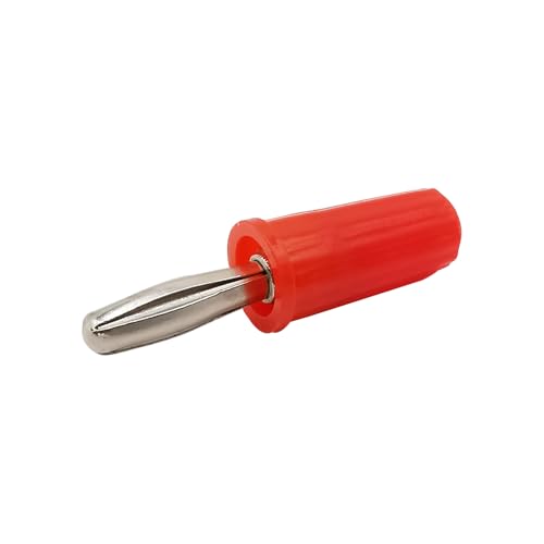 XIAONIYI 1/5/10Pcs Kunststoff Gehäuse Kurze 4mm Banana Stecker Stereo Stecker Dual DIY Kanal Kopfhörer Rot Schwarz(Red,5Pcs) von XIAONIYI