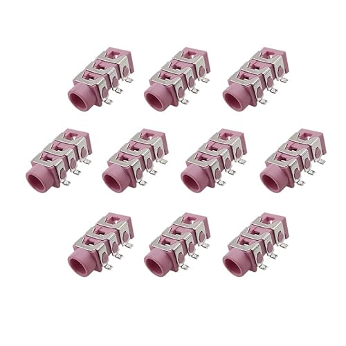 XIAONIYI 10 Stücke PJ-313D Jack 3,5mm Buchse 3 Pole Stereo Audio Kopfhörer SMD Löten Stecker 3,5mm TRS Buchse Audio Interface stecker(Red) von XIAONIYI