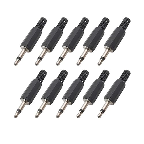XIAONIYI 10 Stücke Schwarz 3,5mm Mono/Stereo Stecker Audio Kopfhörer Draht Kabel Stecker Löten Typ Audios Stecker 3,5mm anschlüsse(Mono) von XIAONIYI