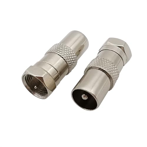 XIAONIYI 2Pcs Vernickelt F TV Zu IEC PAL DVB-T Stecker Weibliche Jack RF Koaxial Adapter F Zu TV(Type C) von XIAONIYI