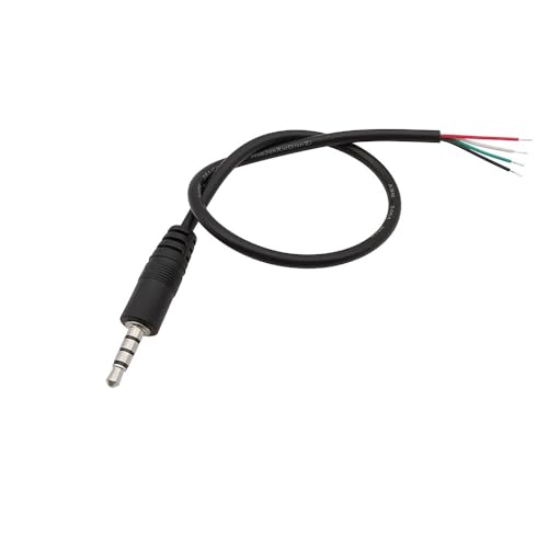 XIAONIYI 3,5 mm 1/8 Zoll Mono/Stereo-Stecker Buchse Klinkenstecker 2/3/4-poliger Pin AUX-Verlängerungskabel DIY Audio-Kopfhörer-Reparaturkabel 30 cm(4Pole Male,5Pcs) von XIAONIYI