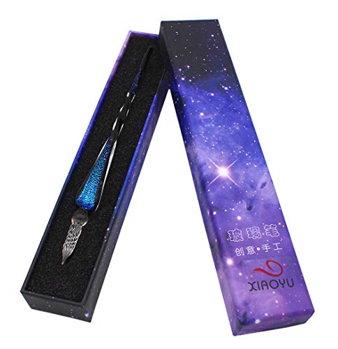 XIAOYU Glas tauchfeder Vintage handgefertigtes Glas Signatur Stift Sternenhimmel Kristalltauchzeichen Stift Geschenk Kalligraphie Stift - B von XIAOYU