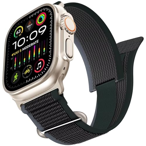 Trail Loop kompatibel für Apple Watch Ultra Armband 2/1, Adjustable Textil Stretch Sport Nylon Geflochtener Solo Strap für 41mm 40mm 38mm iWatch Series SE9/8/7/6/5/4/3 Herren Damen,Blau/Schwarz von XIAOYUJIAYOU