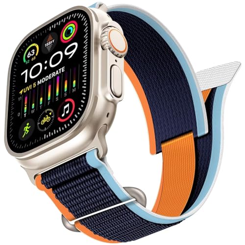 Trail Loop kompatibel für Apple Watch Ultra Armband 2/1, Adjustable Textil Stretch Sport Nylon Geflochtener Solo Strap für 49mm 45mm 44mm 42mm iWatch Series SE9/8/7/6/5/4/3 Herren Damen,Navy blau von XIAOYUJIAYOU