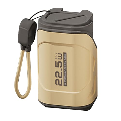 XIASABA 10000mAh Power Bank mit AC-Wand stecker und Kabel 22 5W Schnell Ladung Kompaktes Reise tragbares Ladegerät für Android und IOS Space Grey (Desert Yellow) von XIASABA