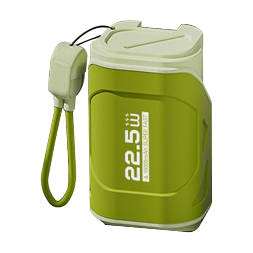 XIASABA 10000mAh Power Bank mit AC-Wand stecker und Kabel 22 5W Schnell Ladung Kompaktes Reise tragbares Ladegerät für Android und IOS Space Grey (Green) von XIASABA
