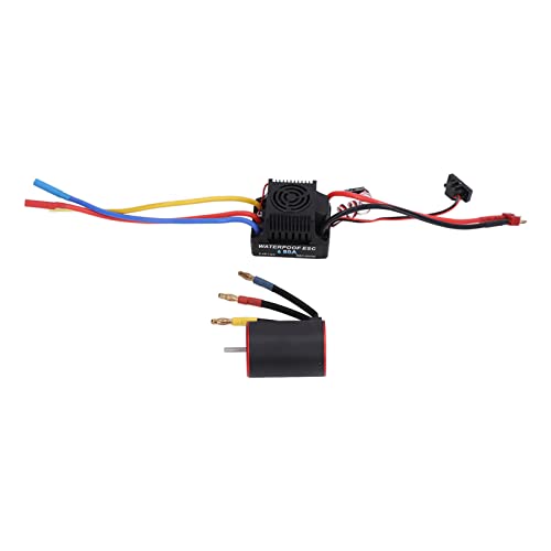 XIASABA RC 3650 2300 kV bürstenloser Motor 80A ESC -Kombination wasserdicht mit 4 -mm -Bananen -Steckerhalter für 1/8 und 1/10 Fernbedienungsauto hohe Stromkapazität für von XIASABA