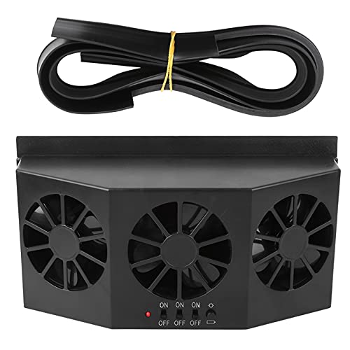 XIASABA Tragbarer solarbetriebener Autoventilator, Auto-Entlüftungslüfter mit großer Weitwinkelbelüftung, drei Lüftern, niedrigem Dezibelmotor und Solarstromversorgung für XIASABA Tragbarer solarbetriebener Autoventilator, Auto-Entlüftungslüfter mit großer Weitwinkelbelüftung, drei Lüftern, niedrigem Dezibelmotor und Solarstromversorgung für von XIASABA