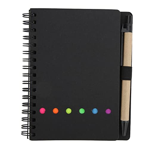 XIASABA Tragbares einfaches Doppelspulen -Leder -Notizbuch für Studenten und Geschäftsbüros. Einsatz Pen Stationery ideal für die Note auf Journaling und mehr (Black) von XIASABA