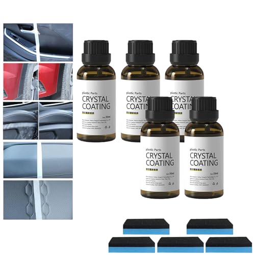 XIBHDN Crystal Coating for Car Plastics Parts,Plastic Parts Crystal Coating,Plastics Restorer Refurbish Agent,Long Duration Plastic Part Refresher Agent with Spong for Car (5Pcs) von XIBHDN