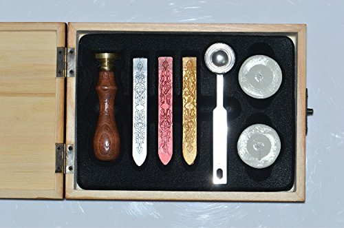 Xichen® Geschenk-Box aus Holz, Vintage-Look, mit Stempel, Siegelwachs und Buchstaben von A-Z C von XICHEN