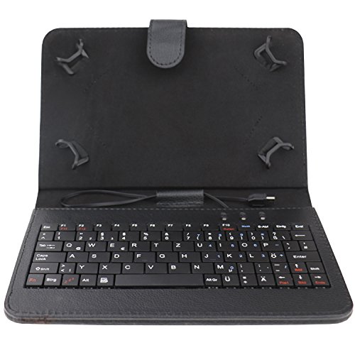XIDO Tastatur für 7 Zoll Tablet Pc Deutsch QWERTZ Tastaturbelegung (Case, Ledertasche, 1GB RAM, Tasche Mini USB) Laptop 7 Notebook 8 9 standfuß Micro Android Schutzhülle Leder Kunstleder von XIDO