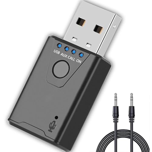 Aux Bluetooth Adapter, Auto Bluetooth 5.4 Empfänger Freisprechanruf, Stereo Musik, Dualer Kopplung mit 15 Stunden Spielzeit Klinke Bluetooth Adapter für Autoradio/Stereoanlage/Headset von XIEANDKONG