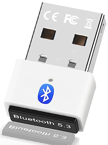 Bluetooth Adapter für PC 5.3, USB Bluetooth Adapter Dongle 328ft/100m/s, 5.3+EDR Bluetooth Wireless Senderempfänger für Desktop Laptop PC mit Windows 11/10/8.1 (White) von XIEANDKONG