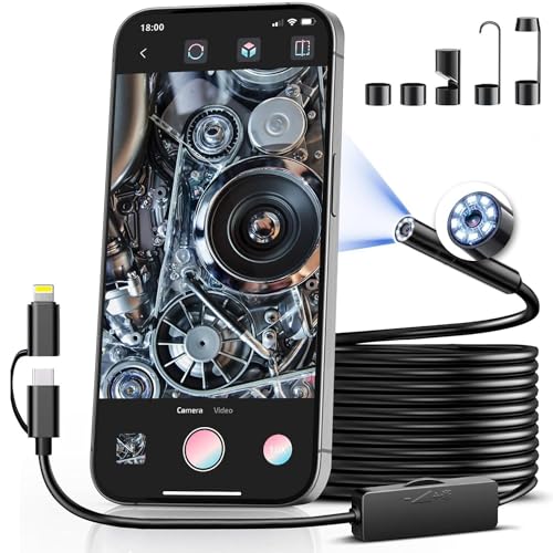 Endoskopkamera mit Licht, 1920P HD Endoskopkamera, Scope Kamera mit 8 LED Leuchten IP67 für Android und iOS Smartphone, iPhone, iPad, Samsung (32.8 ft/10M) Plug-and-Play NO-WiFi von XIEANDKONG