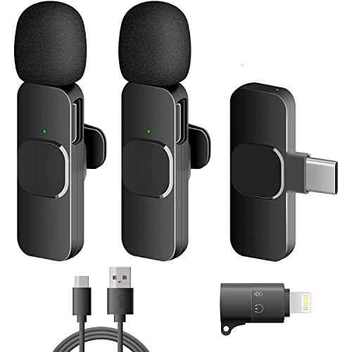 Wireless Lavalier Microphone, Mini Microphone for iOS/Android, 2 Pack Plug & Play, Lavalier Microphone Wireless for YouTube/Facebook Live Stream, TikTok Vlog (No App and Bluetooth Required) von XIEANDKONG