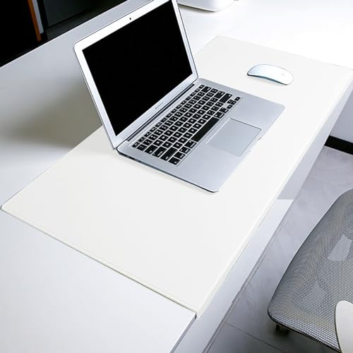 Schreibtisch-Schreibblock, PU-Leder-Schreibtischmatte, wasserdichte Laptop-Tastaturmatte, rutschfester Schreibtischtischschutz, Mauspad, Schreibtischunterlage mit Kantenschutz, 120 x 60 cm, Weiß Schreibtisch-Schreibblock, PU-Leder-Schreibtischmatte, wasserdichte Laptop-Tastaturmatte, rutschfester Schreibtischtischschutz, Mauspad, Schreibtischunterlage mit Kantenschutz, 120 x 60 cm, Weiß von XIEMINLE